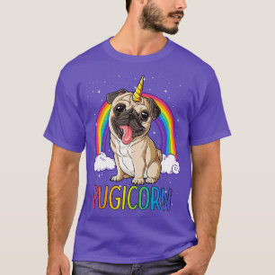 Pugicorn Pug Unicorn Kids Women Space Galaxy Rainb T-Shirt