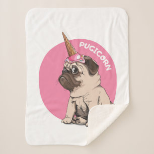 Pugicorn Sherpa Blanket