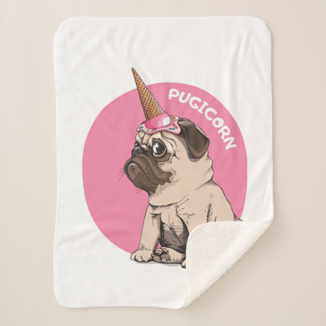 Pugicorn Sherpa Blanket (Front)