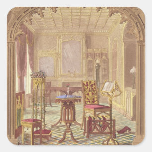 Pugin's Gothic Furniture, by Augustus Charles Pugi Square Sticker