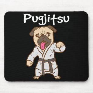 Pugjitsu Funny Dog Pug Quote Brazilian Jiu Jitsu Mouse Mat