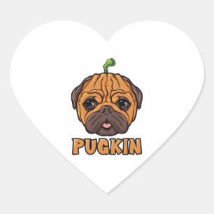 Pugkin - Halloween Pug Pumpkin Heart Sticker