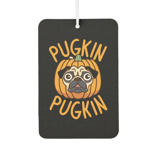 Pugkin Pug Dog Halloween Car Air Freshener (Front)