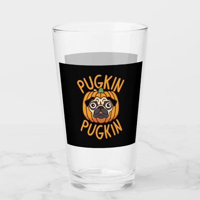 Pugkin Pug Dog Halloween Glass (Front)