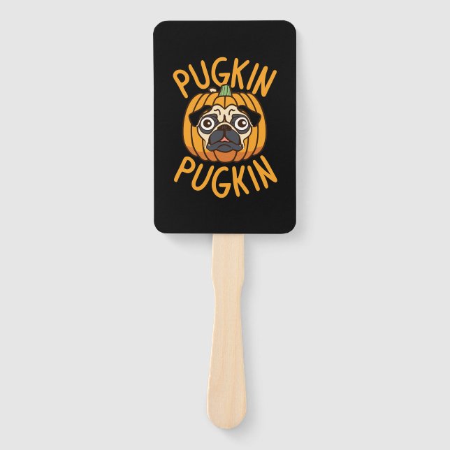 Pugkin Pug Dog Halloween Hand Fan (Front)