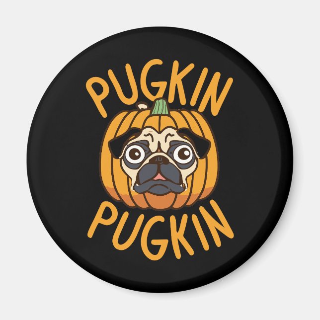 Pugkin Pug Dog Halloween Magnet (Front)
