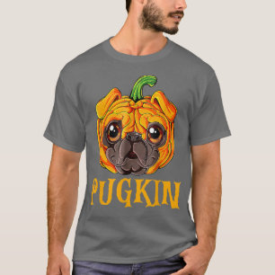 Pugkin Pug Face Pumpkin Halloween Thanksgiving Pug T-Shirt