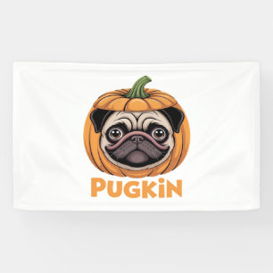 Pugkin Pug Halloween Happy Halloween Oversized T-S Banner