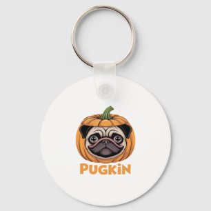 Pugkin Pug Halloween Happy Halloween Oversized T-S Key Ring