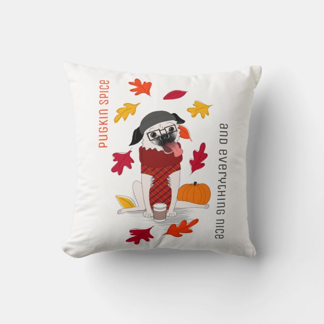 Pugkin Spice: Fall Pillow (Front)