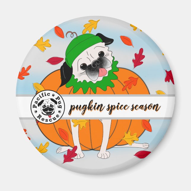 Pugkin Spice: Fall Refrigerator Magnet (Front)