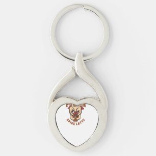 Pugkin Spice Latte Coffee Pumpkin Spice Pug Owner Key Ring