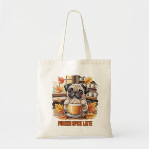 Pugkin Spice Latte Cute Funny Fall Pug Dog Lover Tote Bag