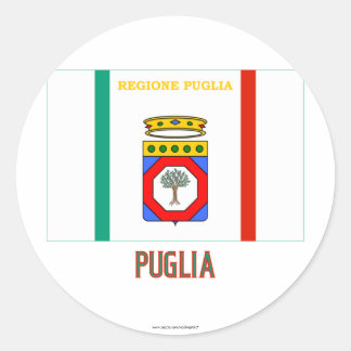 Puglia flag with name classic round sticker