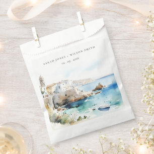 Puglia, Italy Watercolor Landscape Wedding Favour Bags
