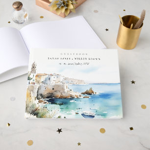 Puglia, Italy Watercolor Landscape Wedding Guest Book