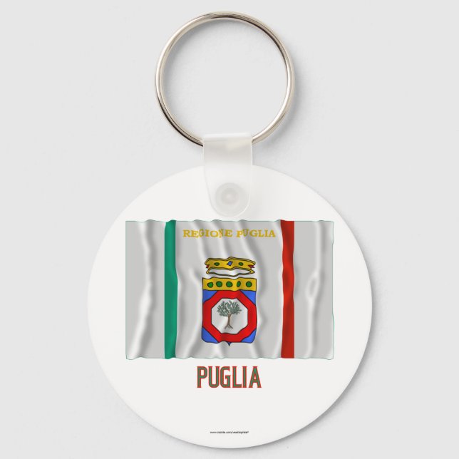 Puglia waving flag with name key ring (Front)