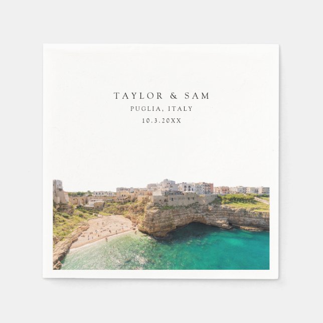 Puglia Wedding Custom Cocktail Napkin (Front)