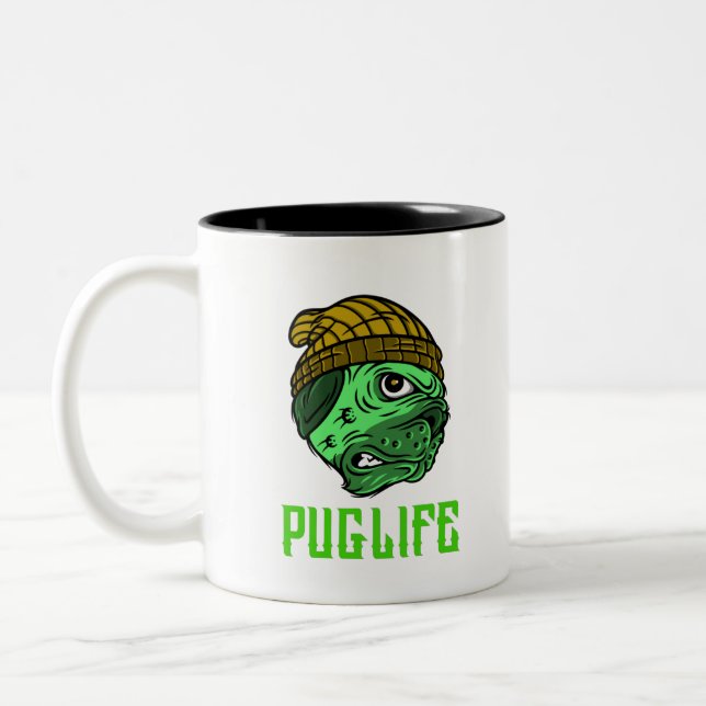 Puglife-Halloween  Two-Tone Coffee Mug (Left)