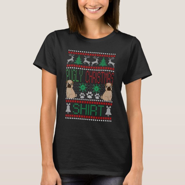 Pugly Christmas Ugly Sweater  Pug Dog Xmas (Front)