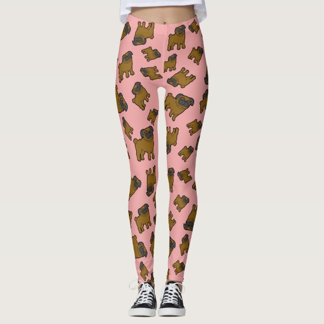 Pugs #6 Pink Leggings (Front)