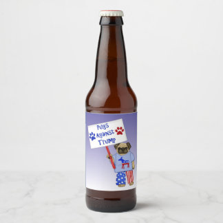 Pugs against Trump Beer Bottle Label