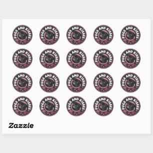 Pugs And Kisses Dog Pun Pug Lovers Classic Round Sticker