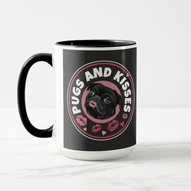 Pugs And Kisses | Dog Pun | Pug Lovers  Mug (Left)