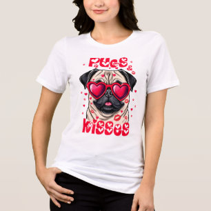 Pugs and kisses valentine's day dog lover dog mum Tri-Blend shirt