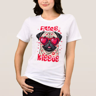 Pugs and kisses valentine's day dog lover dog mum Tri-Blend shirt
