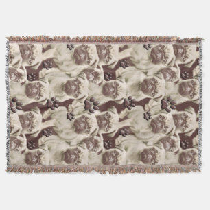 Pugs and Paws Throw Blanket