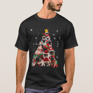 Pugs Christmas Tree Lights Funny Dog Xmas Gift T-Shirt