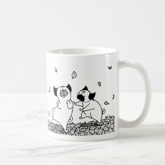 Pugs Dancing in Leaves Coffee Mug (Right)