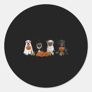 Pugs Dog Lovers - Pug Ghost Pug Witch Pug Hallowee Classic Round Sticker