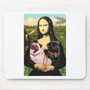 Pugs (Fawn + Blk) - Mona Lisa Mouse Mat