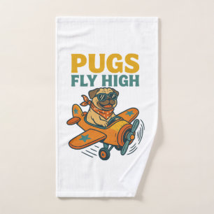 Pugs Fly High Hand Towel