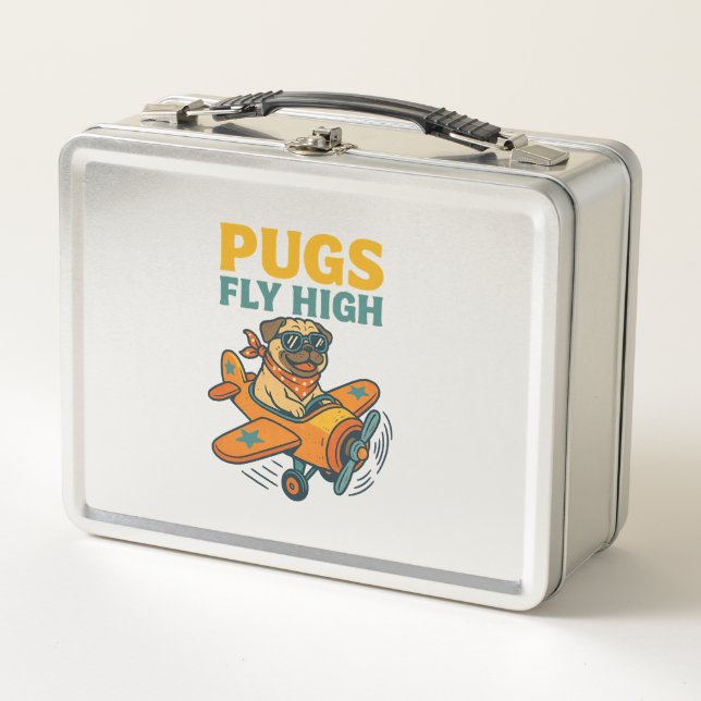 Pugs Fly High Metal Lunch Box (Front)