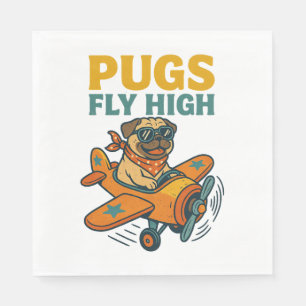 Pugs Fly High Napkin