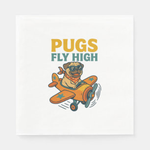 Pugs Fly High Napkin