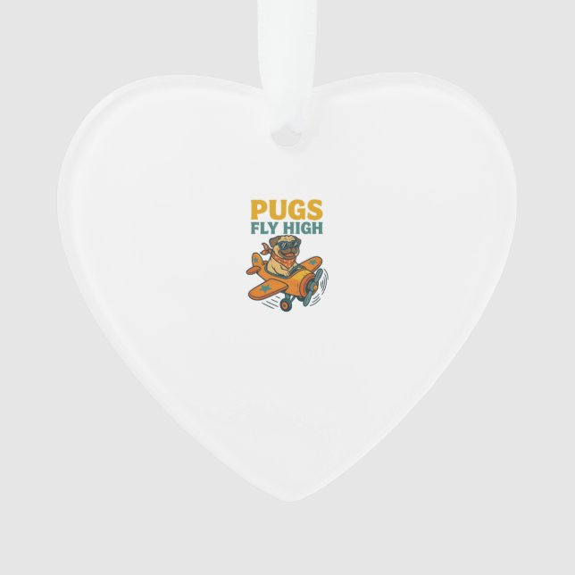 Pugs Fly High Ornament (Front)