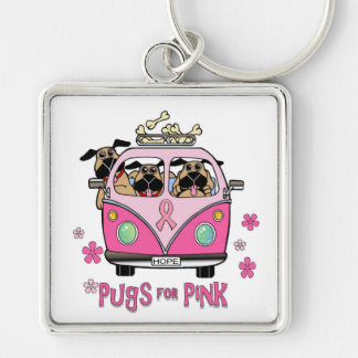 Pugs for Pink Key Chain