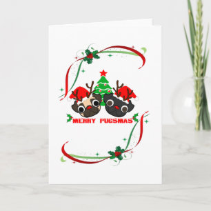 Pugs Greeting Christmas Card