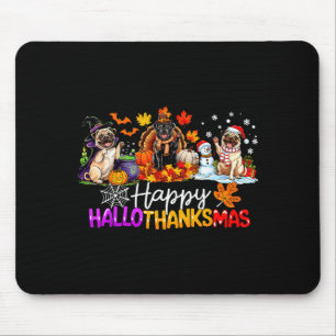 Pugs Hallothanksmas Dog Lovers Funny Christmas Mer Mouse Mat