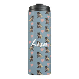 Pugs & hearts thermal tumbler
