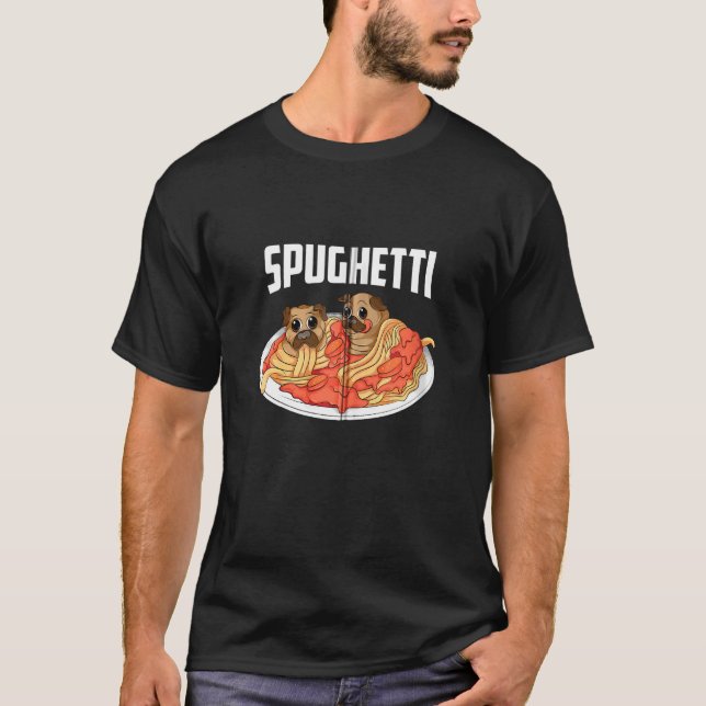 Pugs In Bowl Spaghetti Cool Dog Pasta  Spughetti   T-Shirt (Front)