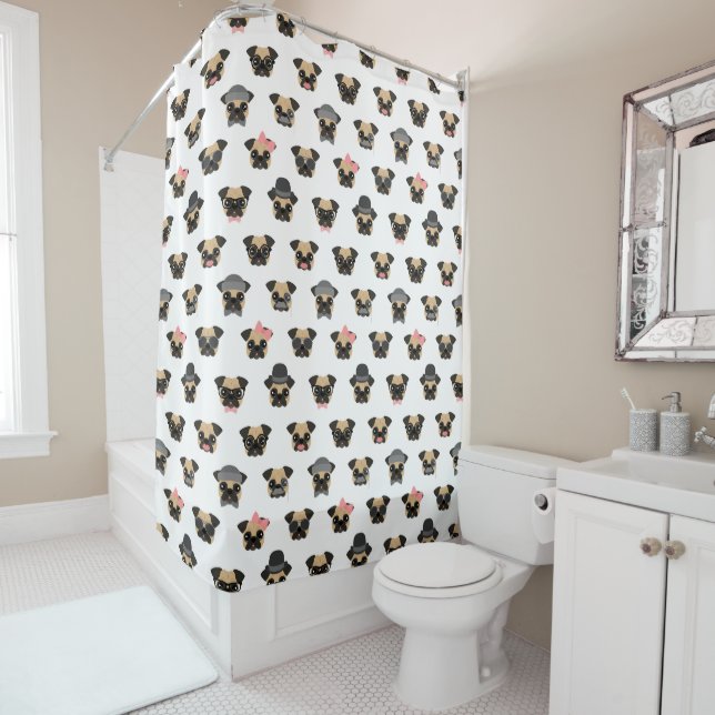 Pugs in Disguise Shower Curtain (In Situ)
