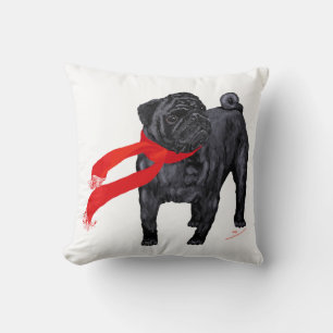 Pugs in Red Scarf Cushion