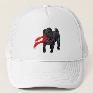 Pugs in Red Scarf Trucker Hat