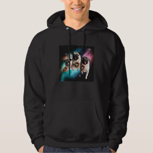 Pugs In Space With Donuts Cute Pug Boys Girls Men Hoodie