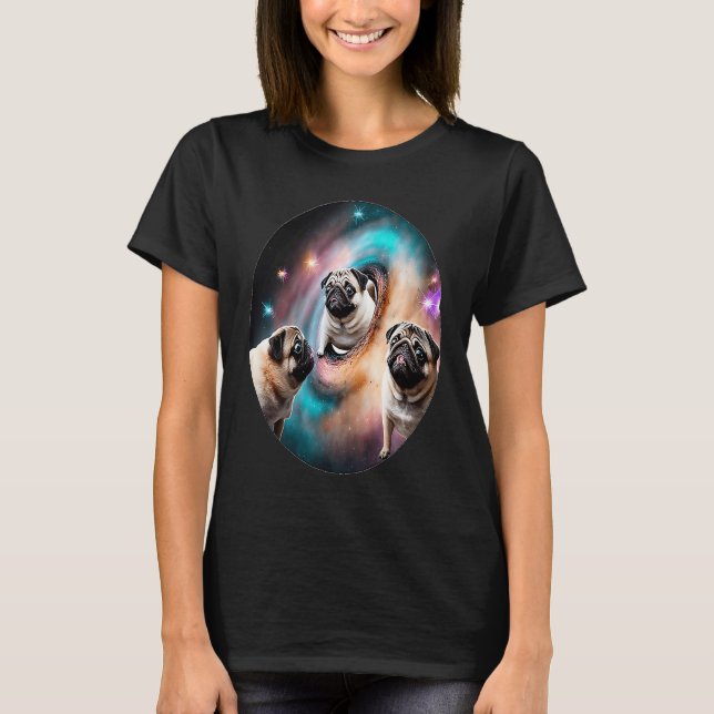 Pugs In Space With Donuts Cute Pug Boys Girls Men  T-Shirt (Front)